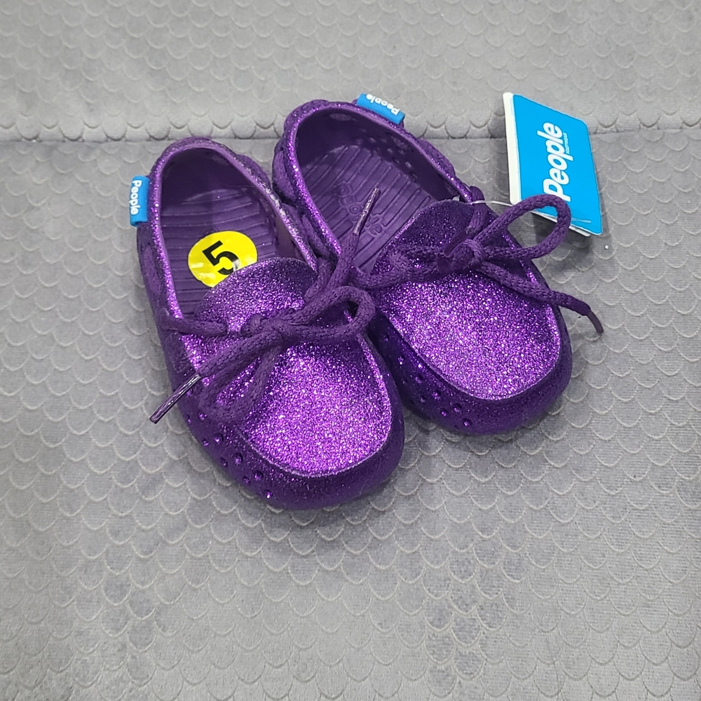 Purple Glitter Moccasins with Shimmery Finish